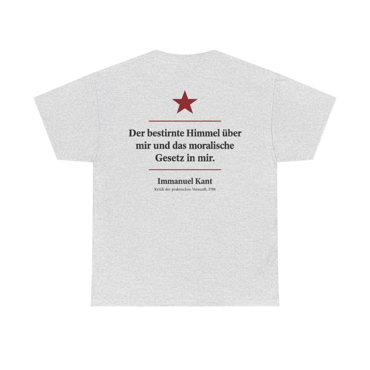 Unisex T-Shirt mit Zitat - Kant - Der bestirnte Himmel über mir Symbol (Druck hinten) – back