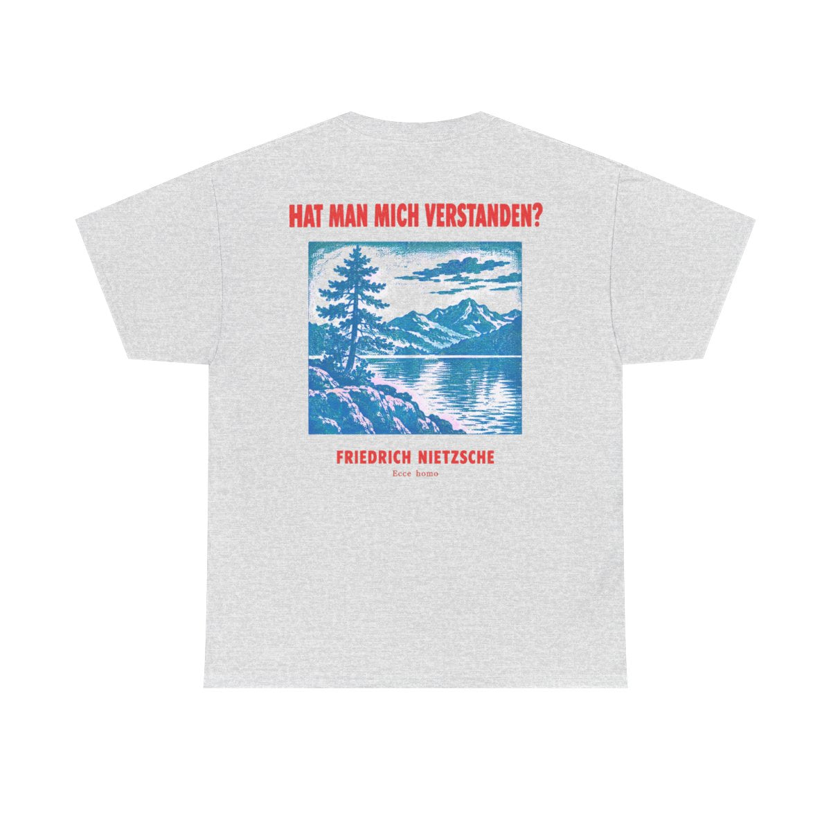 Unisex T-Shirt mit Zitat - Nietzsche - Hat man mich verstanden Plakat (Druck hinten) – back