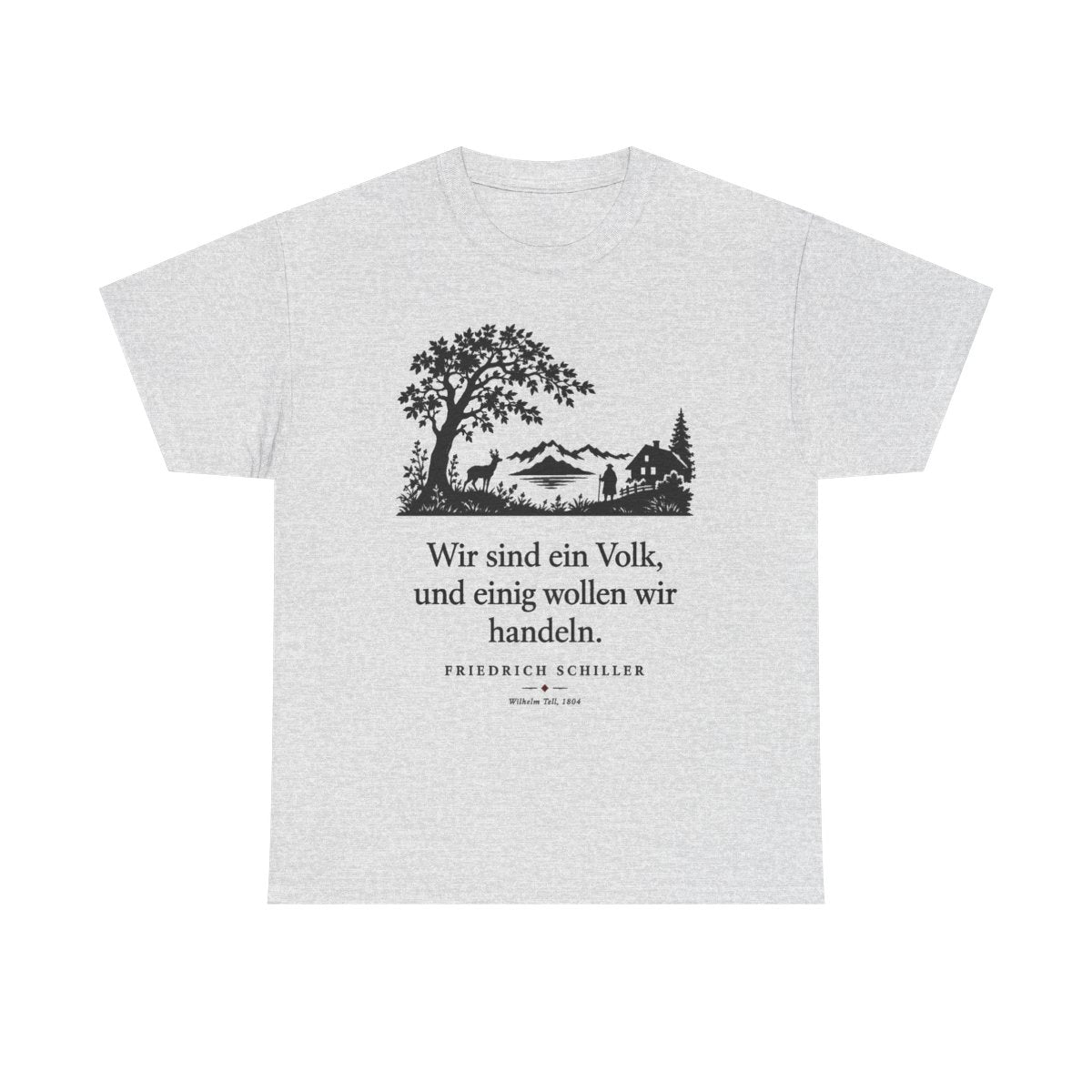 Unisex T-Shirt mit Zitat - Schiller - Wir sind ein Volk Scherenschnitt – front