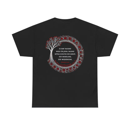 Unisex T-Shirt mit Zitat - Hermann Hesse - Tausend Wege (Druck hinten)