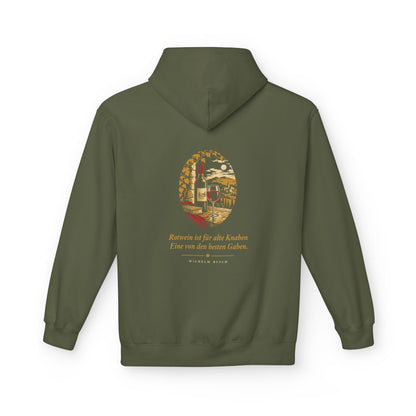 Unisex Fleece Hoodie mit Zitat - Busch - Rotwein für alte Knaben