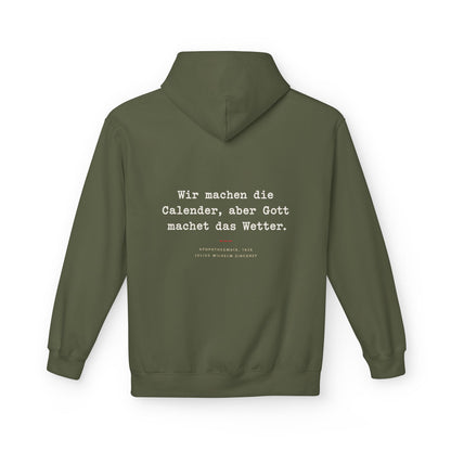 Unisex Fleece Hoodie mit Zitat - Zincgref - Gott macht das Wetter