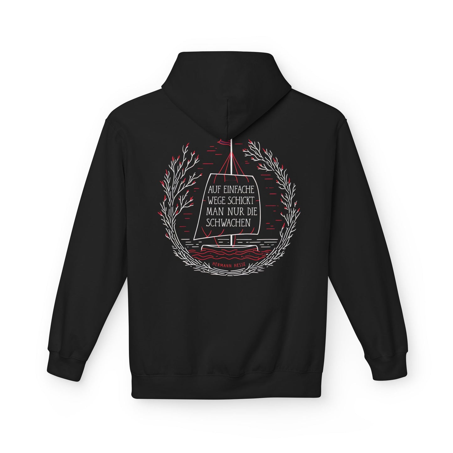 Unisex Fleece Hoodie mit Zitat - Hermann Hesse - Einfache Wege
