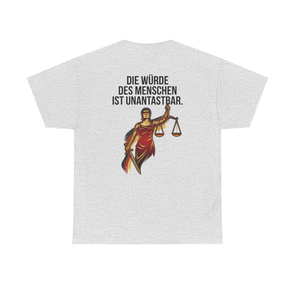 Unisex T-Shirt aus Baumwolle - Würde unantastbar (Druck hinten)