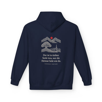 Unisex Fleece Hoodie mit Zitat - Fontane - Wer die Heimat liebt