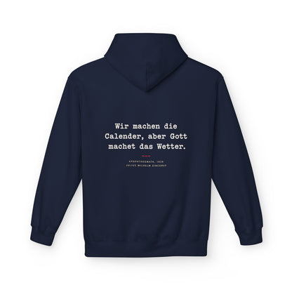 Unisex Fleece Hoodie mit Zitat - Zincgref - Gott macht das Wetter