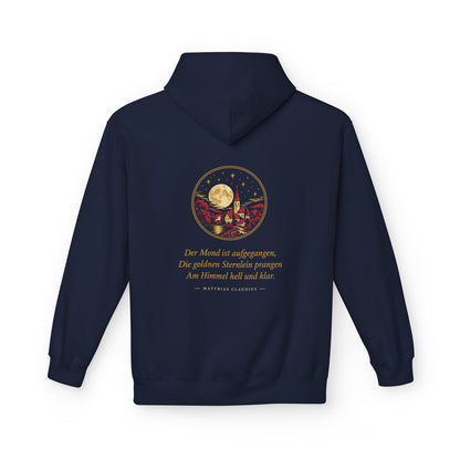 Unisex Fleece Hoodie mit Zitat - Claudius - Der Mond ist aufgegangen