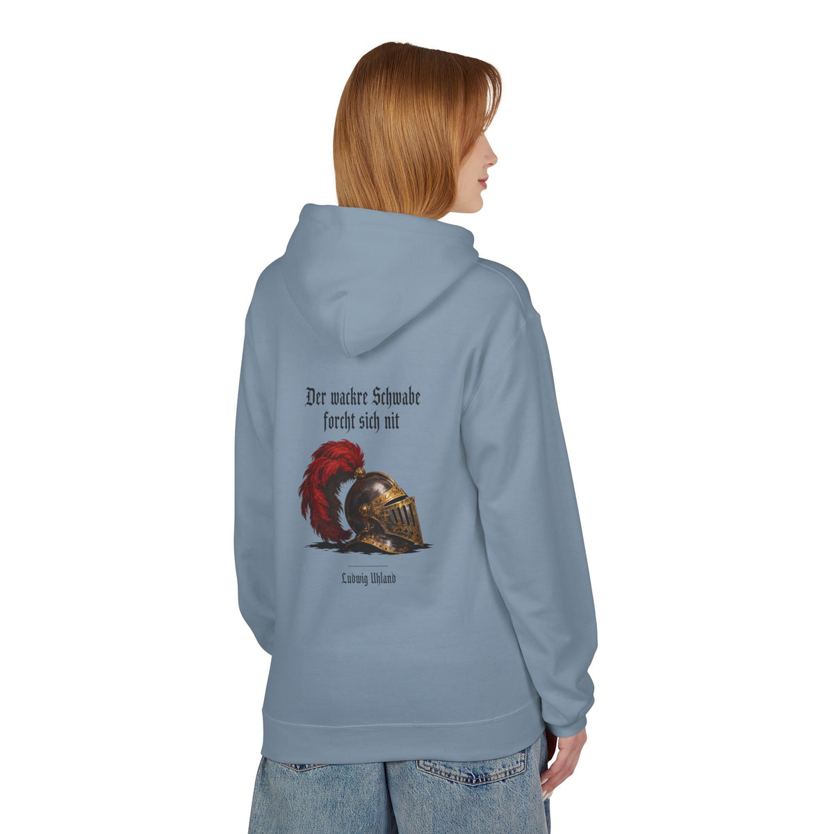 Unisex Fleece Hoodie mit Zitat - Uhland - Der wackre Schwabe