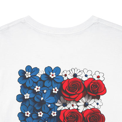 T-shirt with flowers - USA (print on back)