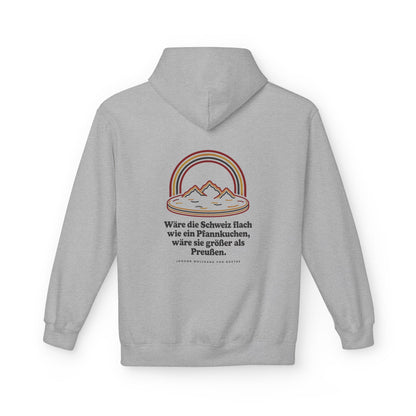 Unisex Fleece Hoodie mit Zitat - Goethe - Schweiz wie ein Pfannkuchen