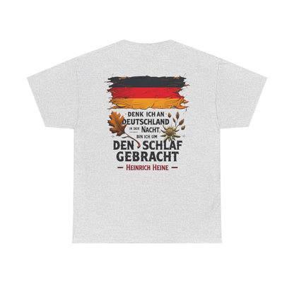Unisex T-Shirt mit Zitat - Heinrich Heine - Nachtgedanken (Druck hinten)