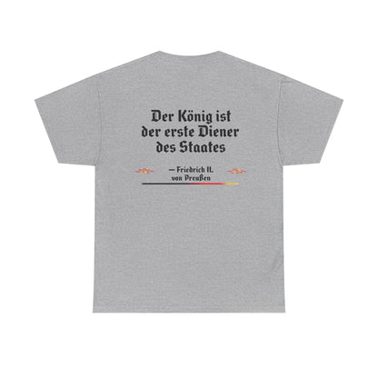 Unisex T-Shirt mit Zitat - Friedrich von Preußen - Diener des Staates (Druck hinten)