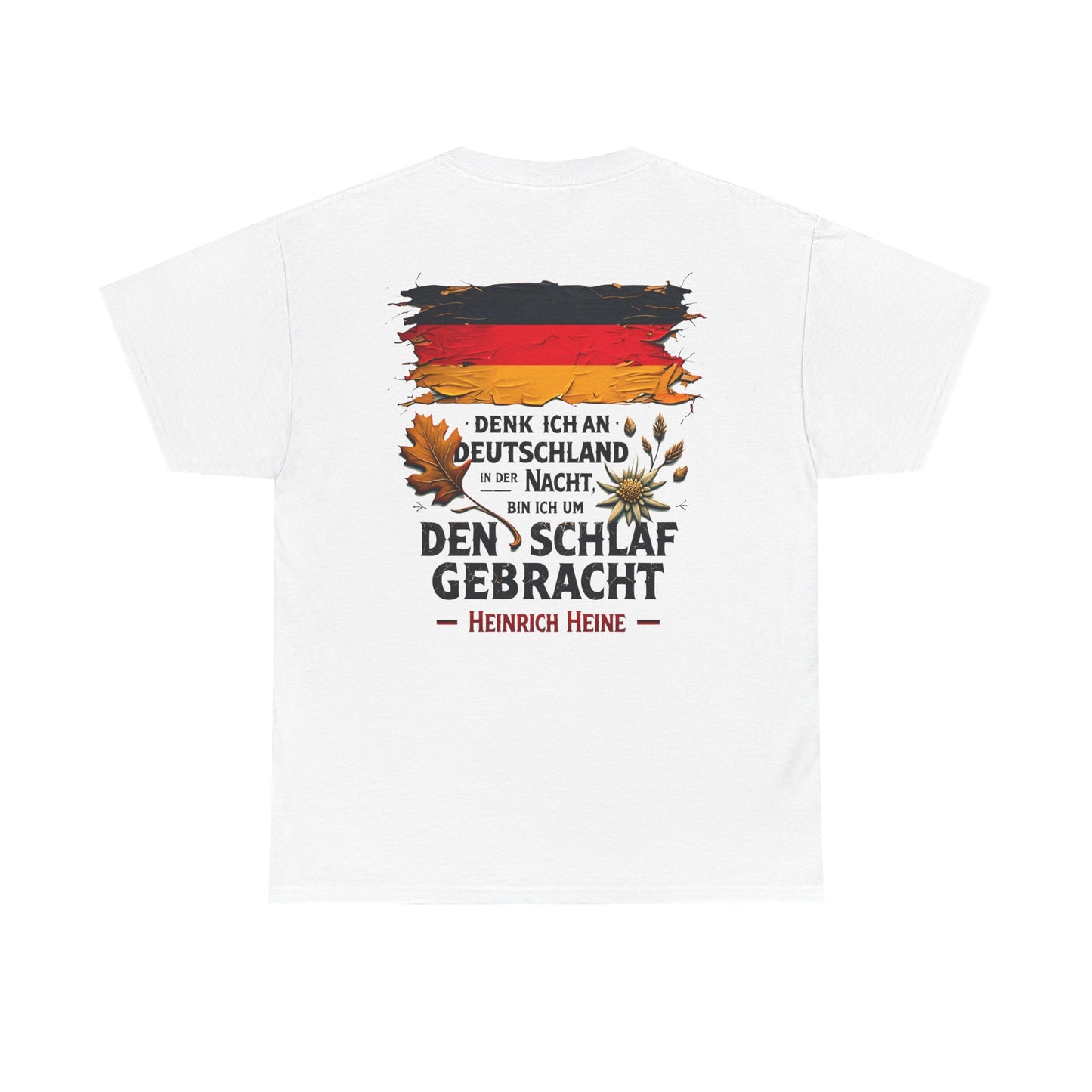 Unisex T-Shirt mit Zitat - Heinrich Heine - Nachtgedanken (Druck hinten)