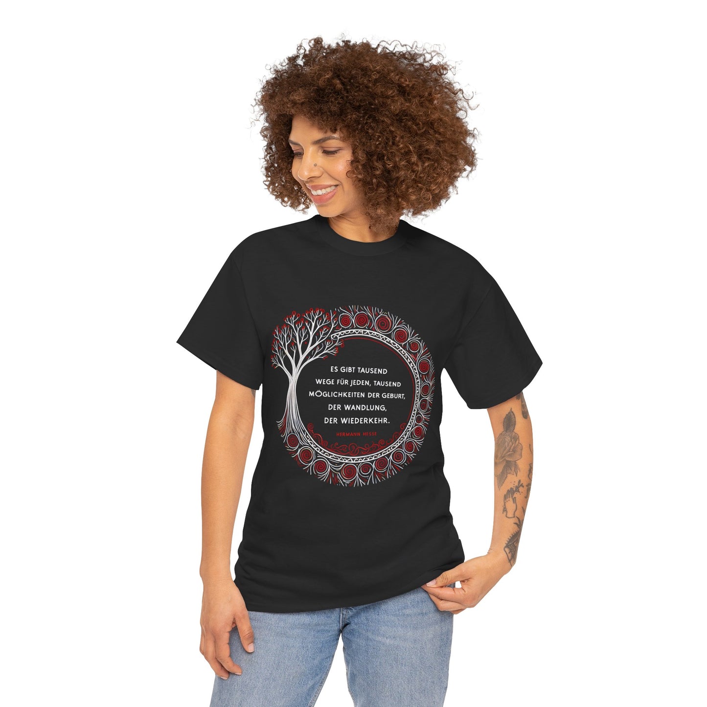 Unisex T-Shirt mit Zitat - Hermann Hesse - Tausend Wege