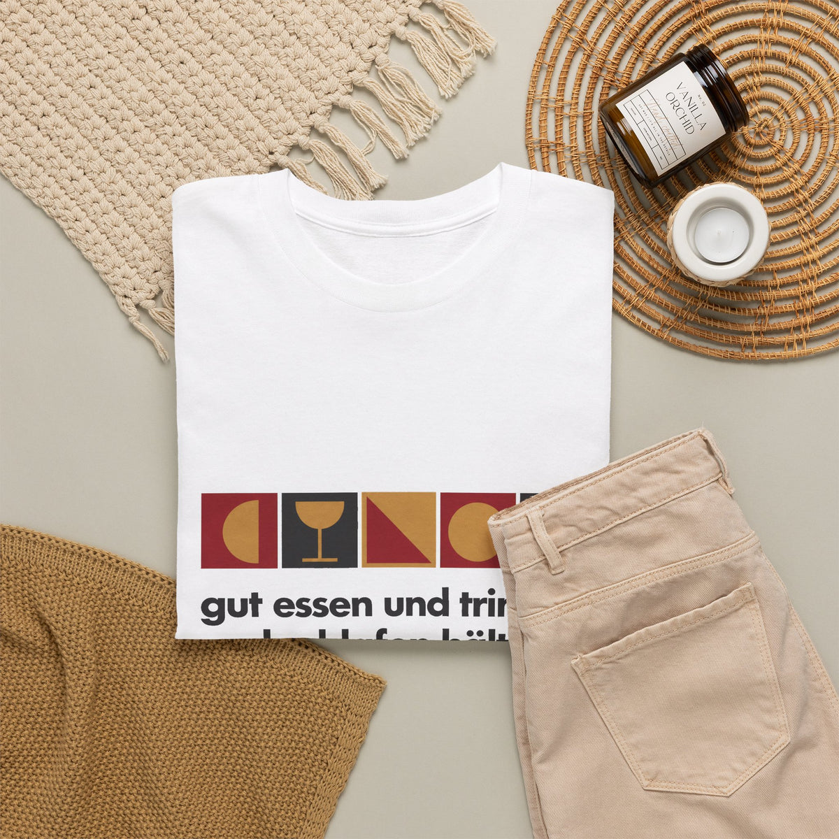 Unisex T-Shirt mit Zitat - Malortie - Essen Trinken Schlafen