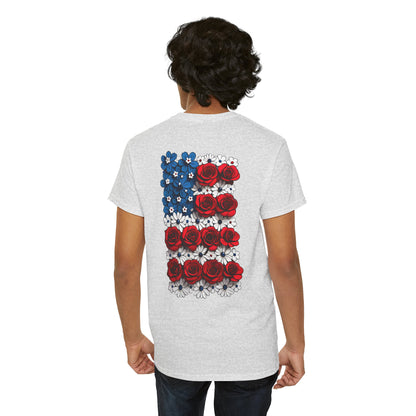 T-shirt with flowers - USA (print on back)