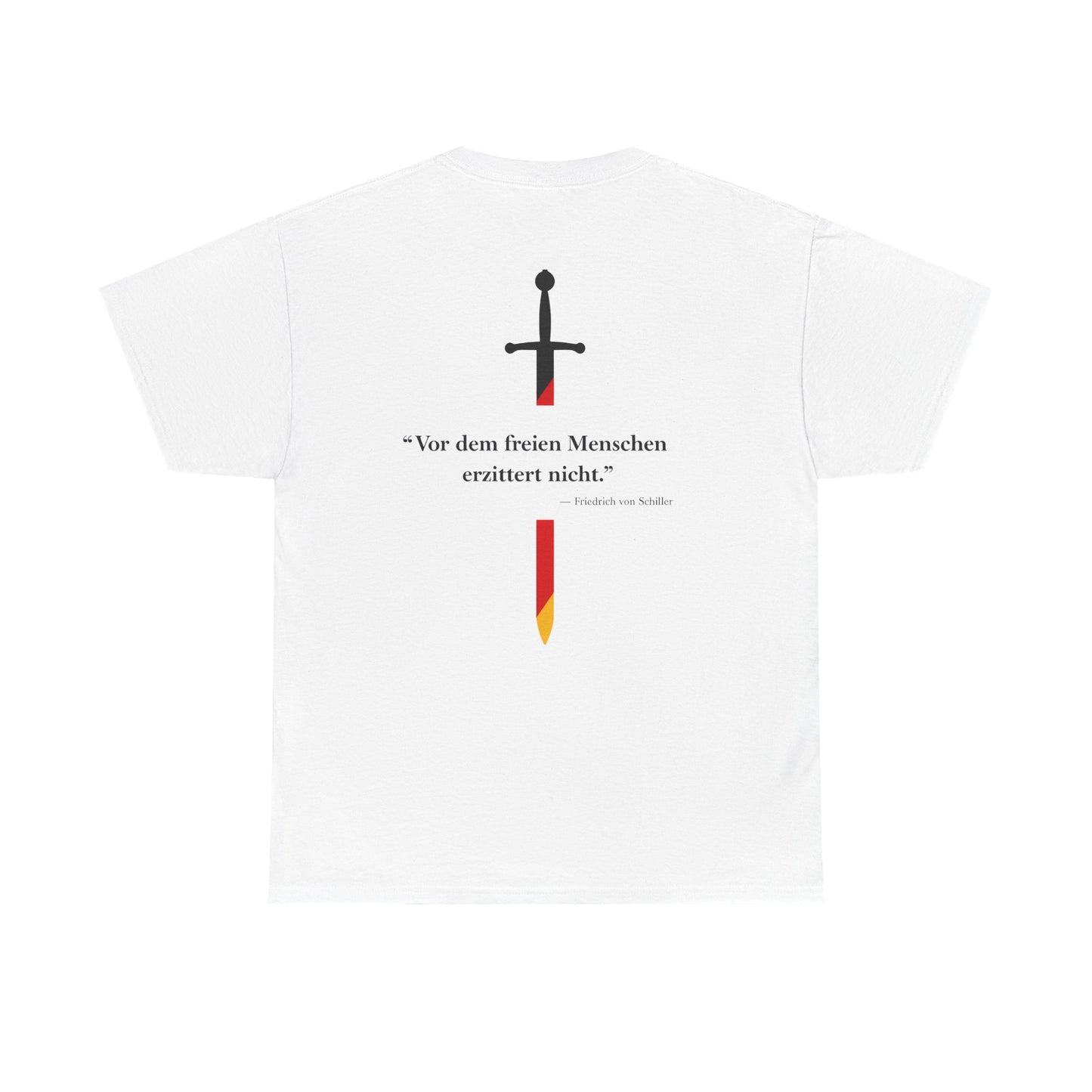 Unisex T-Shirt mit Zitat - Schiller - Erzittert nicht (Druck hinten)