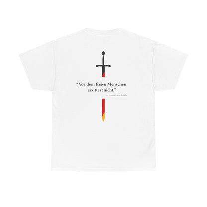 Unisex T-Shirt mit Zitat - Schiller - Erzittert nicht (Druck hinten)