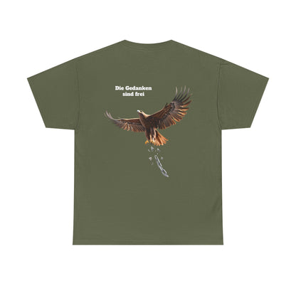 Unisex T-Shirt mit Volkslied - Gedanken sind frei (Druck hinten)