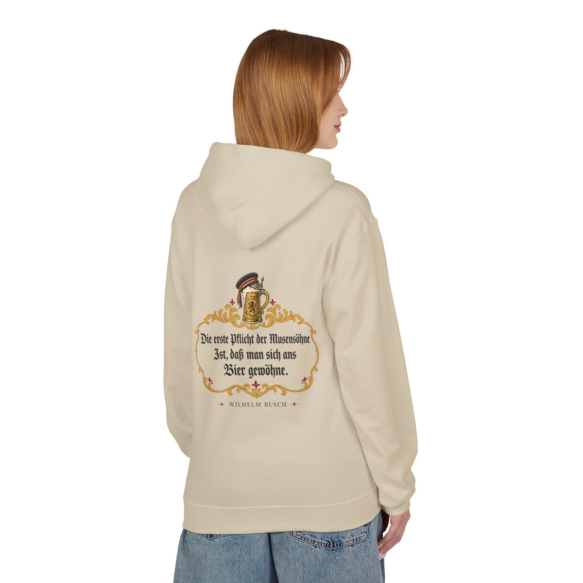 Unisex Fleece Hoodie mit Zitat - Busch - Pflicht der Musensöhne