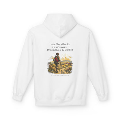 Unisex Fleece Hoodie mit Zitat - Eichendorff - In die weite Welt