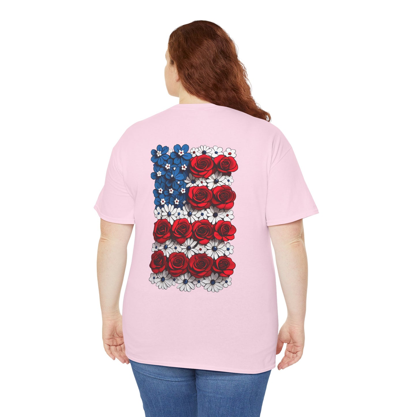 T-shirt with flowers - USA (print on back)