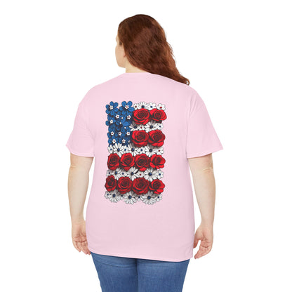 T-shirt with flowers - USA (print on back)