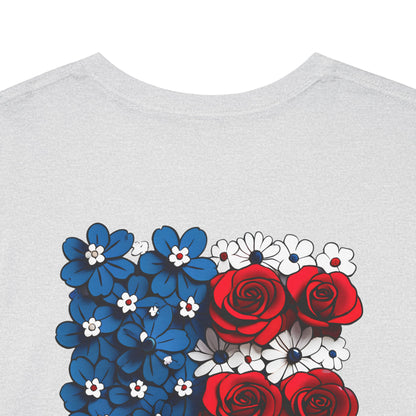 T-shirt with flowers - USA (print on back)