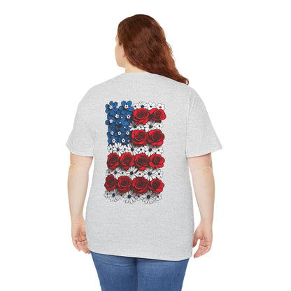 T-shirt with flowers - USA (print on back)