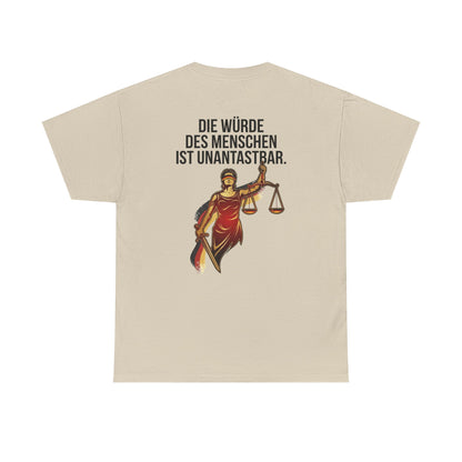 Unisex T-Shirt aus Baumwolle - Würde unantastbar (Druck hinten)