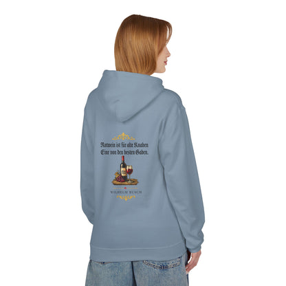 Unisex Fleece Hoodie mit Zitat - Busch - Rotwein für alte Knaben Fraktur