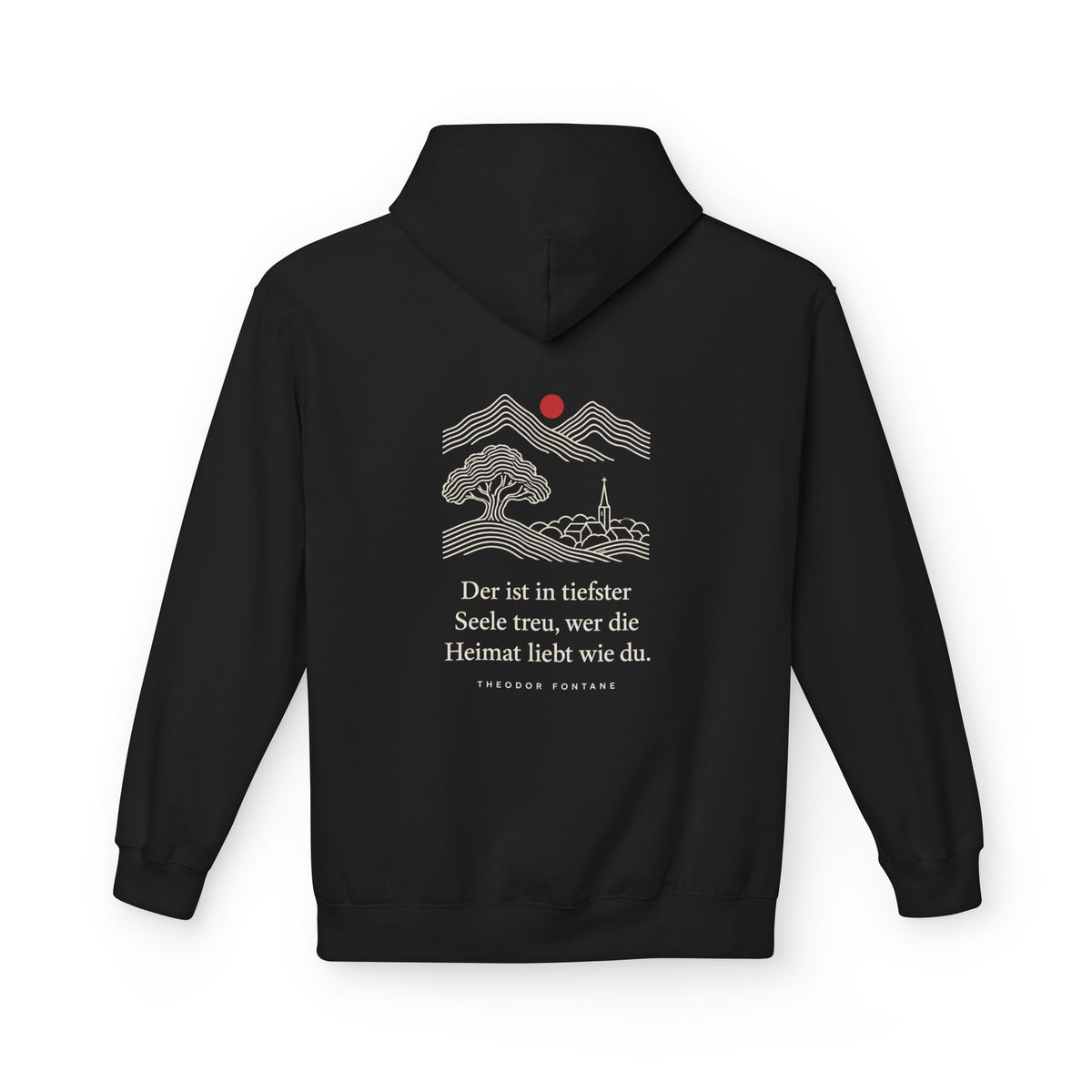 Unisex Fleece Hoodie mit Zitat - Fontane - Wer die Heimat liebt