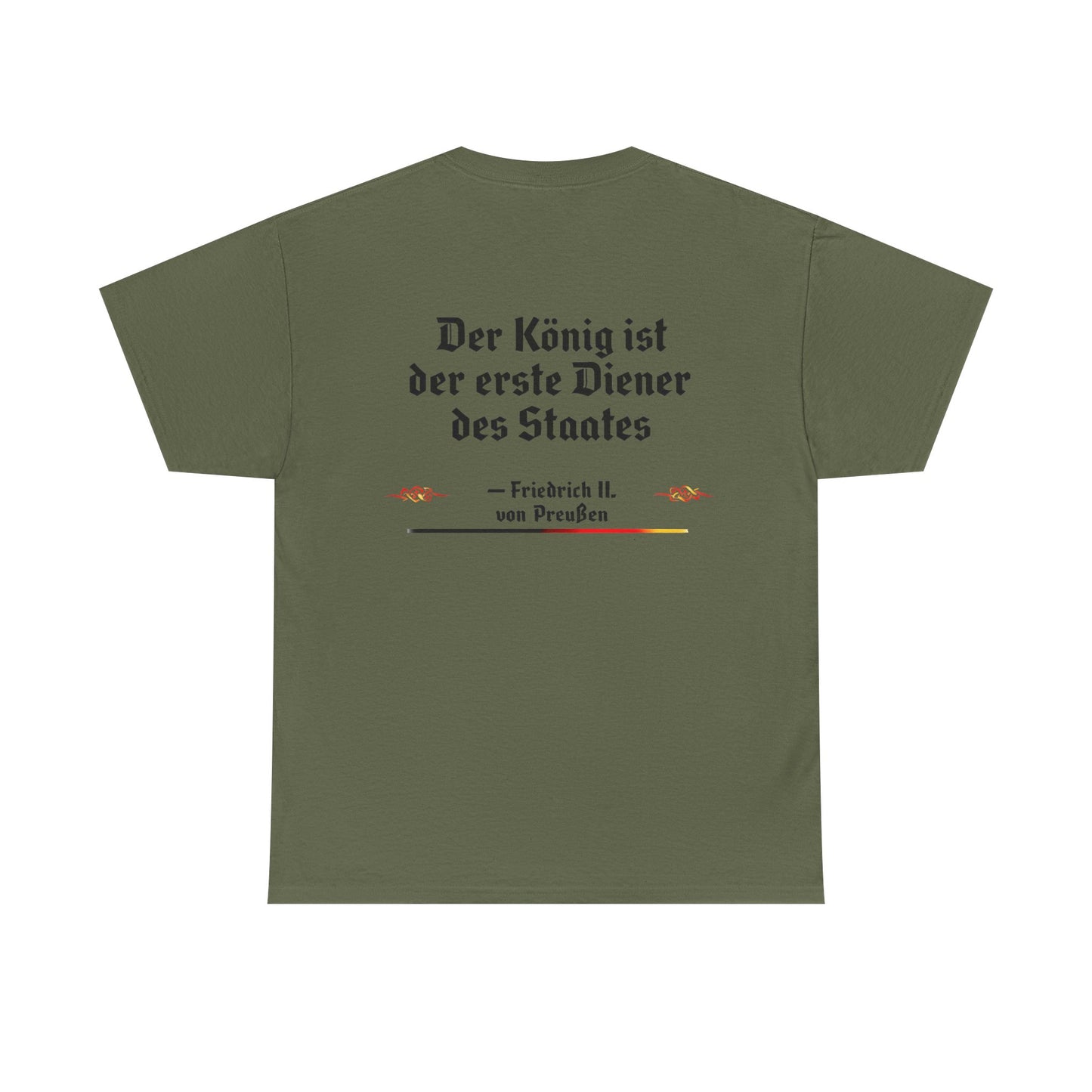 Unisex T-Shirt mit Zitat - Friedrich von Preußen - Diener des Staates (Druck hinten)