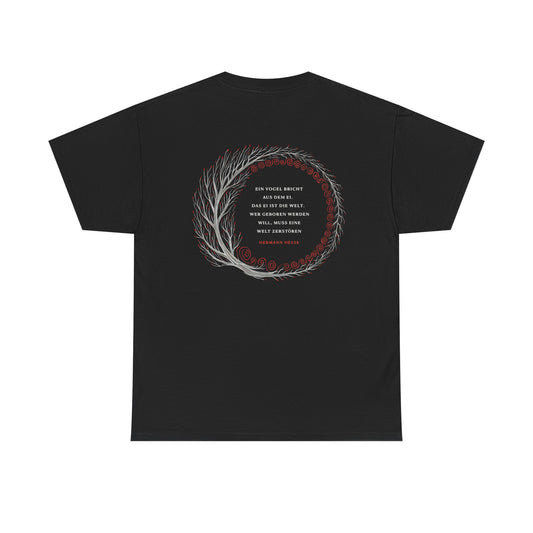 Unisex T-Shirt mit Zitat - Hermann Hesse - Ei (Druck hinten)