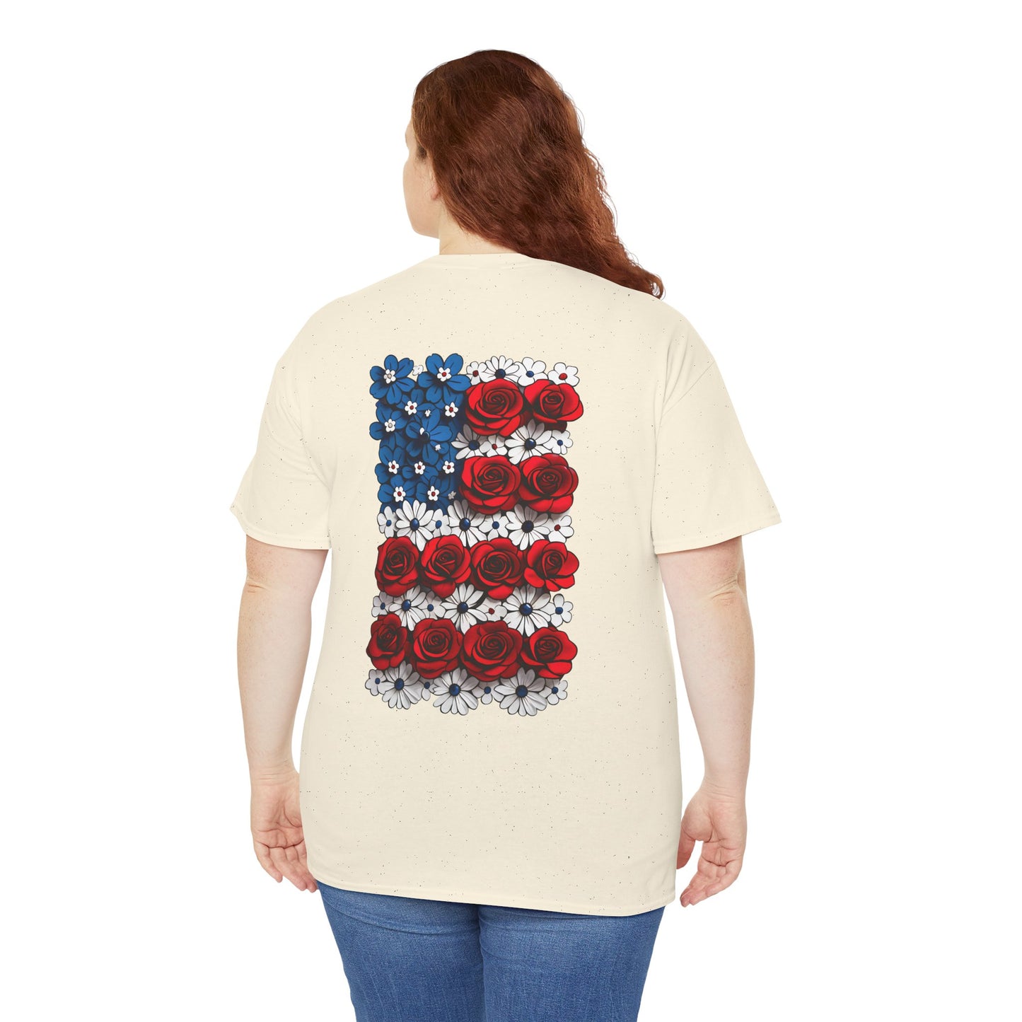 T-shirt with flowers - USA (print on back)