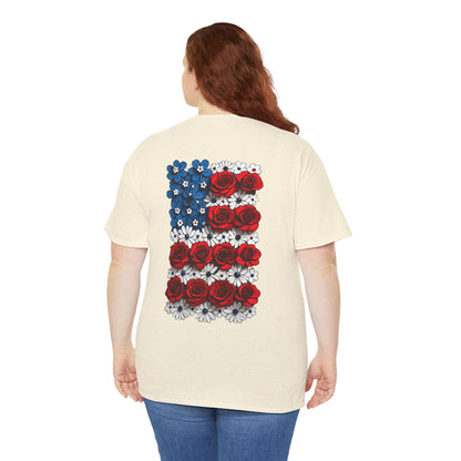 T-shirt with flowers - USA (print on back)
