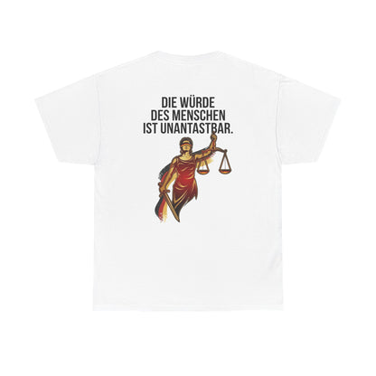 Unisex T-Shirt aus Baumwolle - Würde unantastbar (Druck hinten)