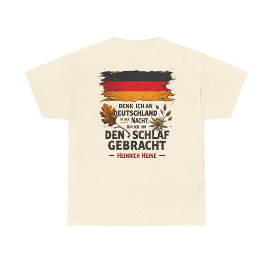 Unisex T-Shirt mit Zitat - Heinrich Heine - Nachtgedanken (Druck hinten)