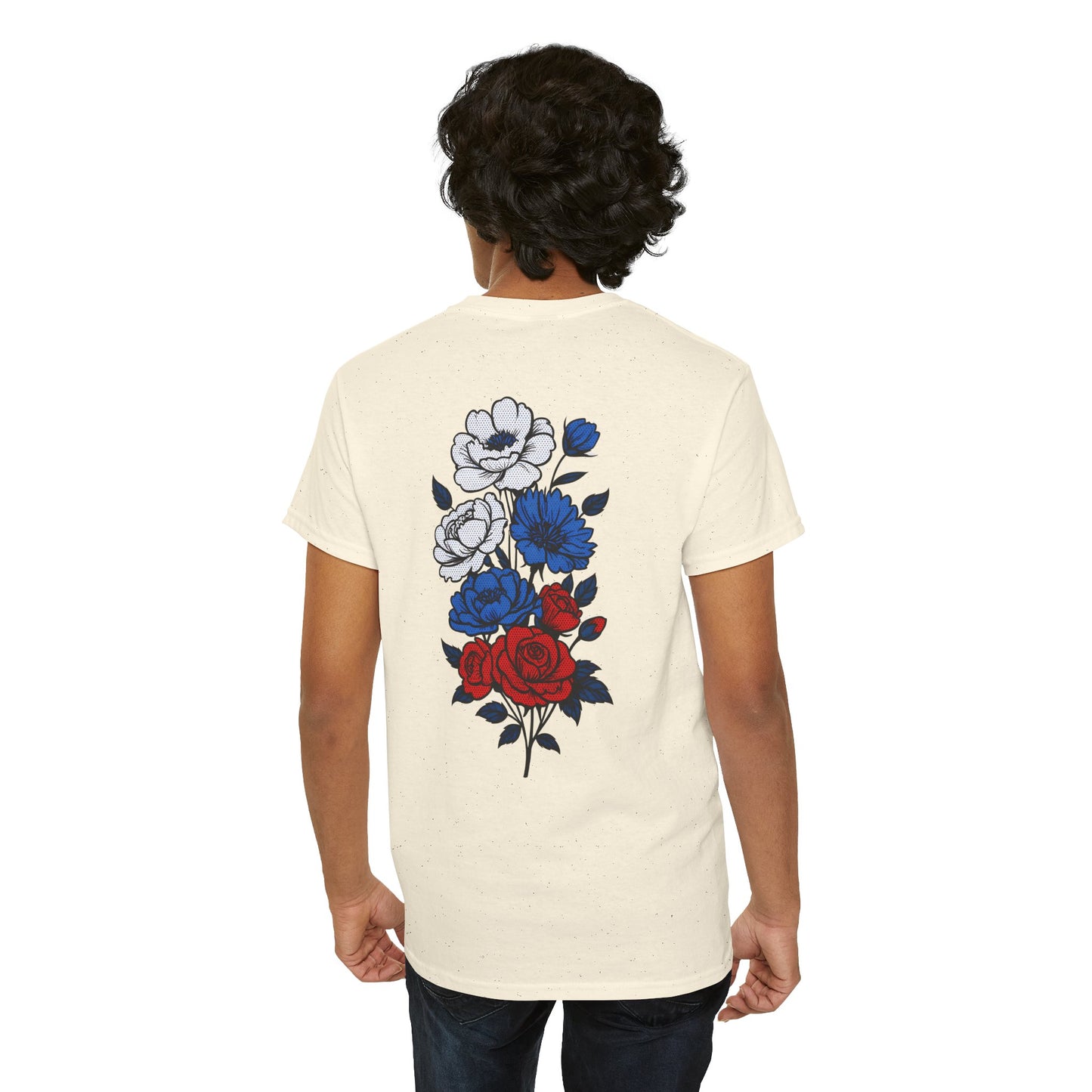T-shirt with flowers - Russia (print on the back)