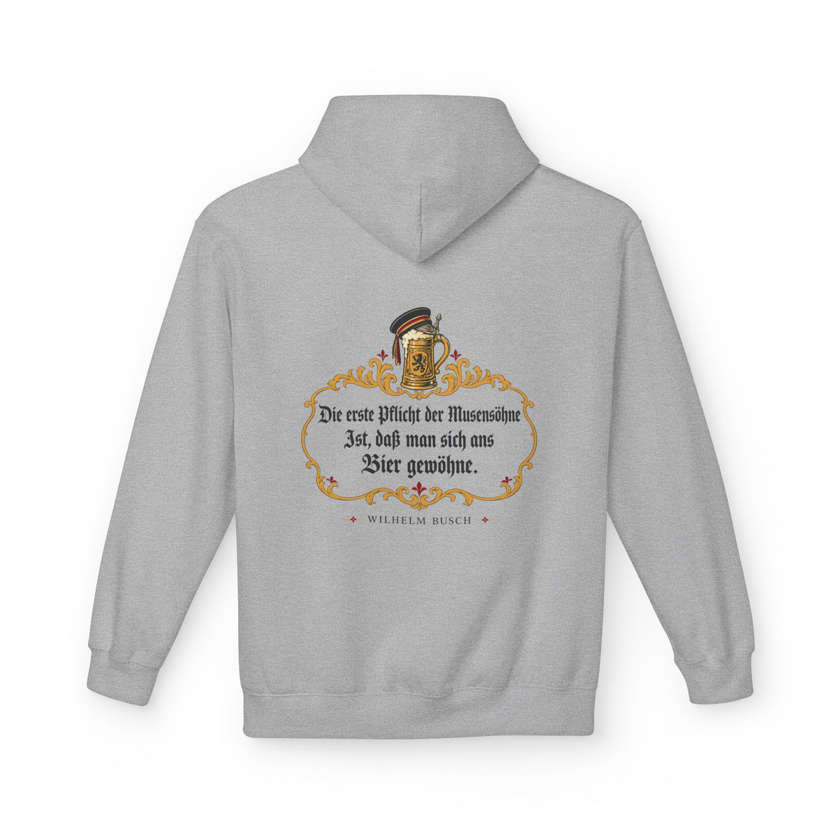 Unisex Fleece Hoodie mit Zitat - Busch - Pflicht der Musensöhne
