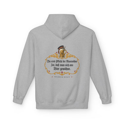 Unisex Fleece Hoodie mit Zitat - Busch - Pflicht der Musensöhne