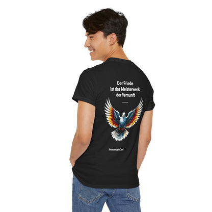Unisex T-Shirt mit Taube und Zitat - Kant (Druck hinten)