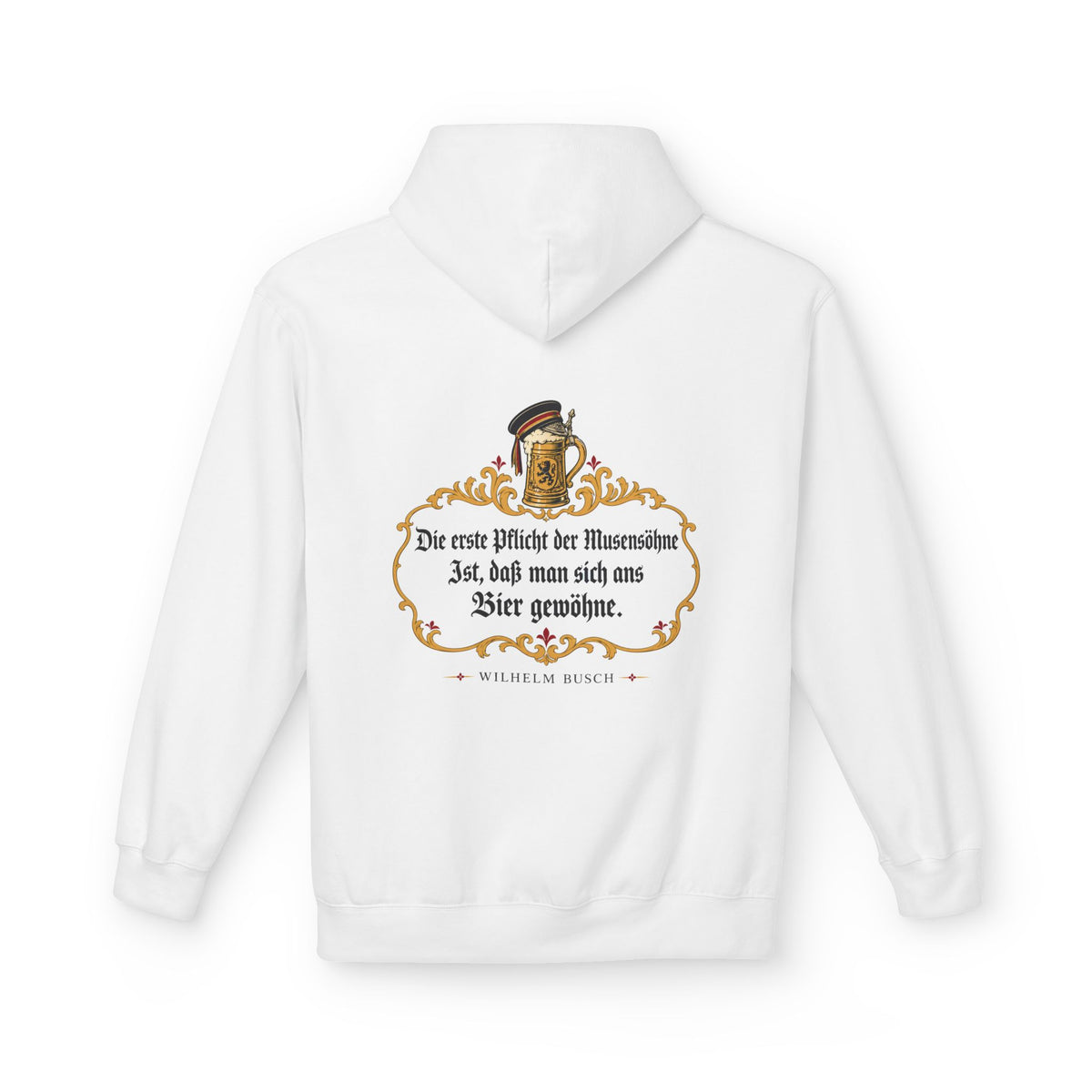 Unisex Fleece Hoodie mit Zitat - Busch - Pflicht der Musensöhne