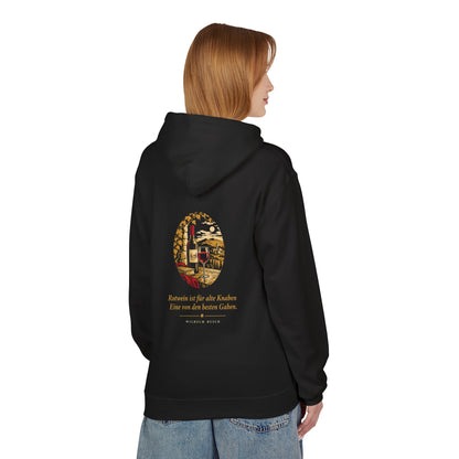 Unisex Fleece Hoodie mit Zitat - Busch - Rotwein für alte Knaben