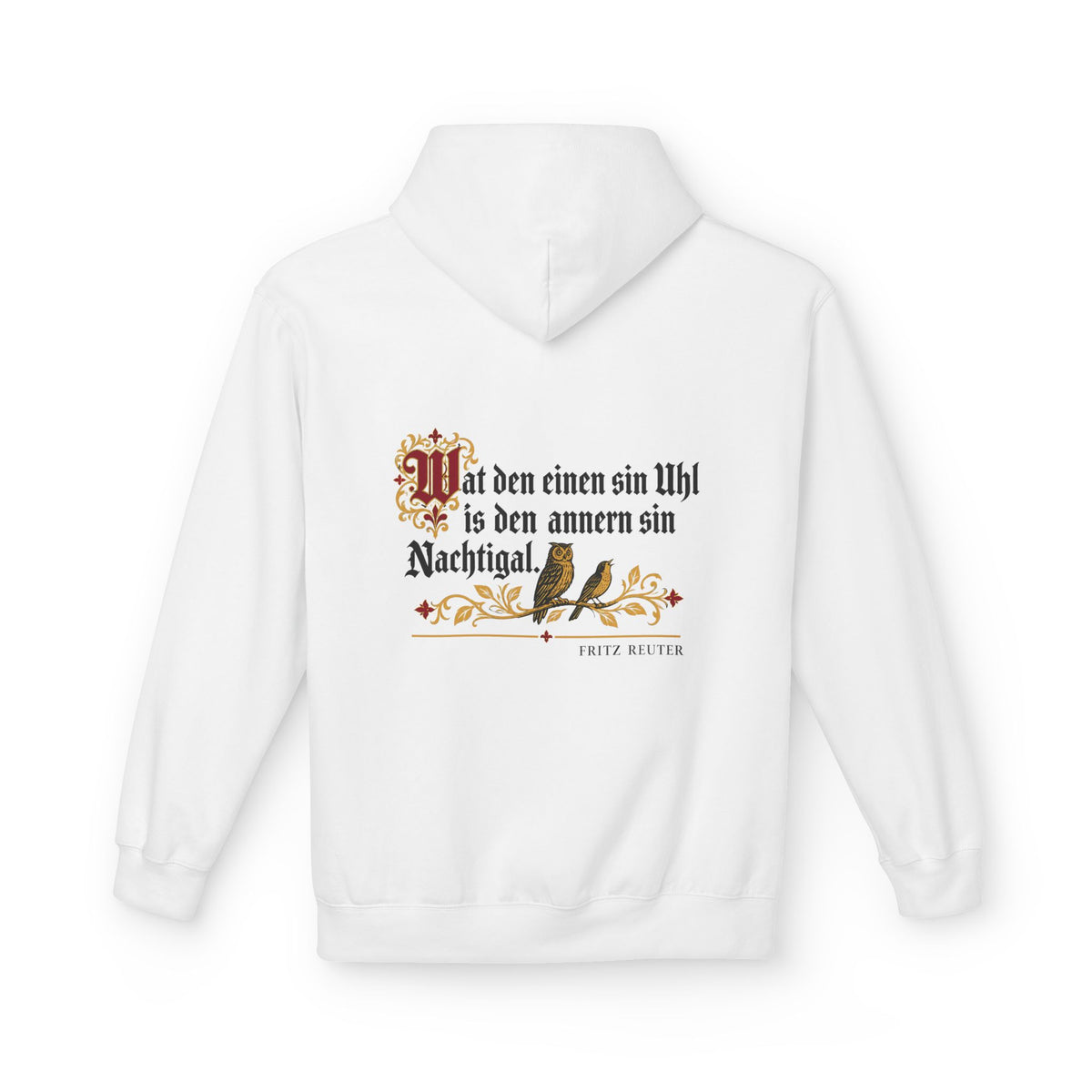 Unisex Fleece Hoodie mit Zitat - Reuter - Uhl und Nachtigal
