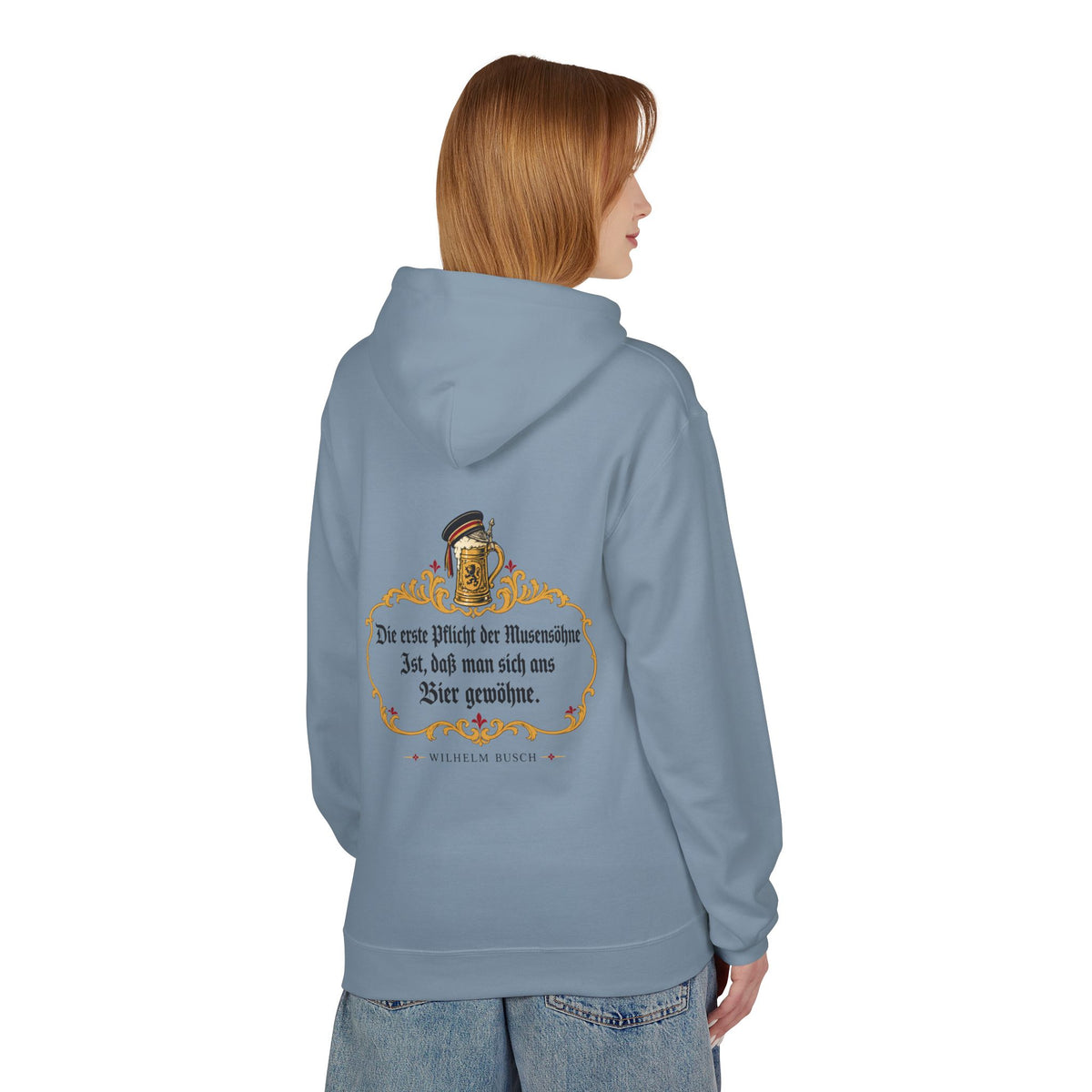 Unisex Fleece Hoodie mit Zitat - Busch - Pflicht der Musensöhne