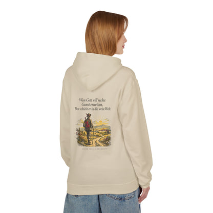 Unisex Fleece Hoodie mit Zitat - Eichendorff - In die weite Welt