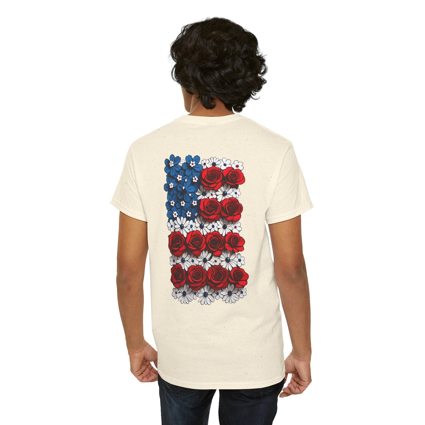 T-shirt with flowers - USA (print on back)