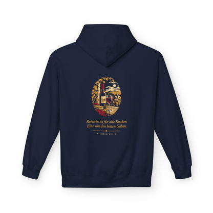 Unisex Fleece Hoodie mit Zitat - Busch - Rotwein für alte Knaben