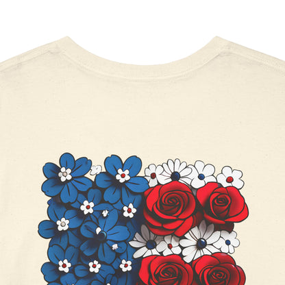 T-shirt with flowers - USA (print on back)